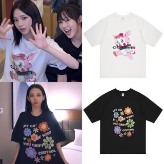 เสื้อยืดลําลอง ผ้าฝ้าย แขนสั้น คอกลม พิมพ์ลาย Kpop Aespa KARINA สําหรับผู้ชาย และผู้หญิง