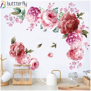 Buttterfly สติกเกอร์วอลเปเปอร์ PVC ลายดอกโบตั๋น กันน้ํา สําหรับติดตกแต่งผนังบ้าน ห้องนอน