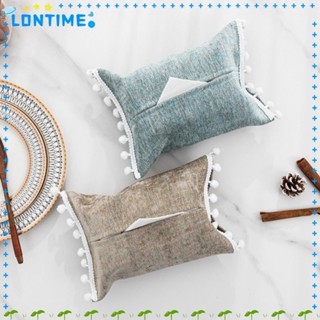 Lontime กล่องทิชชู่ ทรงสี่เหลี่ยมผืนผ้า ประดับพู่ สีเบจ สีฟ้า สําหรับตกแต่งรถยนต์ 2 ชิ้น