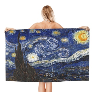 Van Gogh Starry Night ผ้าขนหนูอาบน้ํา ขนาดใหญ่ 80x130 ซม. เป็นมิตรกับผิว สําหรับชายหาด กลางแจ้ง ทุกเพศ