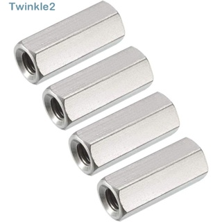 Twinkle น็อตเชื่อมต่อ สเตนเลส 304 หกเหลี่ยม ยาว 25 มม. M6 สีเงิน 4 ชิ้น