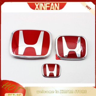 Xinfan โลโก้ฮอนด้า (ด้านหน้า และด้านหลัง + พวงมาลัย) ป้าย Type-R / ตราสัญลักษณ์ สีแดง 3 ชิ้น