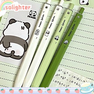 Solighter ปากกาพลาสติก ทรงสี่เหลี่ยม ลายแพนด้า 0.5 มม. สีดํา สําหรับผู้ชาย 4 ชิ้น