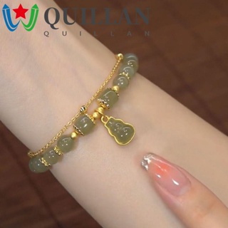 Quillan สร้อยข้อมือหยก น้ําเต้า น่ารัก ไม่ซ้ําใคร ของขวัญ เสน่ห์ โซ่มือ แฮนด์เมด งานฝีมือ ย้อนยุค ผู้หญิง สร้อยข้อมือ