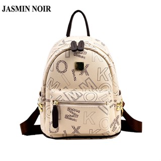 Jasmin NOIR กระเป๋าเป้สะพายหลัง กระเป๋านักเรียน หนัง PU พิมพ์ลายตัวอักษรน่ารัก สไตล์เกาหลี สําหรับผู้หญิง