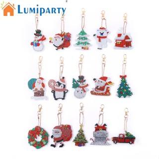 Lumiparty พวงกุญแจเพชร รูปซานต้า สโนว์แมน สองด้าน DIY สําหรับคริสต์มาส 15 ชิ้น