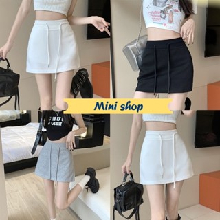 Mini shop🌸พร้อมส่ง🌸 (2183) กระโปรงกางเกงสั้น เอวสม็อค ใส่สบายมีกระเป๋าข้าง เชือกรูดได้ -NZ-H