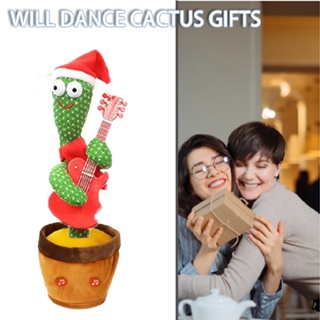 Christmas Guitar Dancing Cactus Plush Toy Can Singing Recording Learn Talking