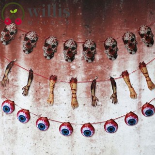 Willis ธงแบนเนอร์กระดาษ ลายฮาโลวีน โครงกระดูกมือ เท้า สร้างสรรค์ สําหรับฮาโลวีน