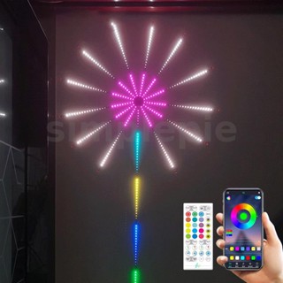 แถบไฟ LED RGB บลูทูธ รูปดอกไม้ไฟ ควบคุมผ่านแอพเพลง สําหรับตกแต่งบ้าน ปาร์ตี้คริสต์มาส