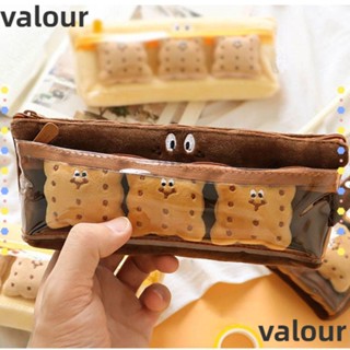 Valour กระเป๋าใส่ปากกา บิสกิต คาวาอี้ ตุ๊กตา สองชั้น ความจุขนาดใหญ่ สําหรับเด็ก