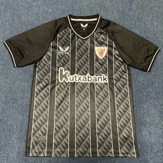 Fan Edition 2324 ใหม่ Bilbao Athletic เสื้อยืดลําลอง แขนสั้น สีดํา คุณภาพสูง AAA+