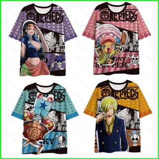 เสื้อยืดแขนสั้นลําลอง พิมพ์ลายอนิเมะ One Piece Sanji Chopper Robin 3 มิติ พลัสไซซ์ สไตล์ฮาราจูกุ สําหรับผู้ชาย และผู้หญิง