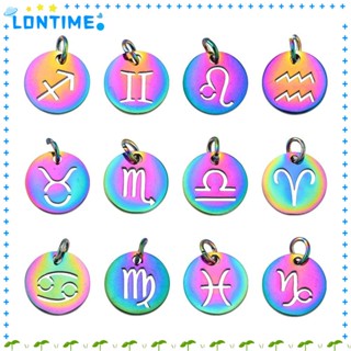 Lontime ต่างหูสเตนเลส 12 กลุ่มดาว 12 มม. สีรุ้ง 12 ชิ้น DIY