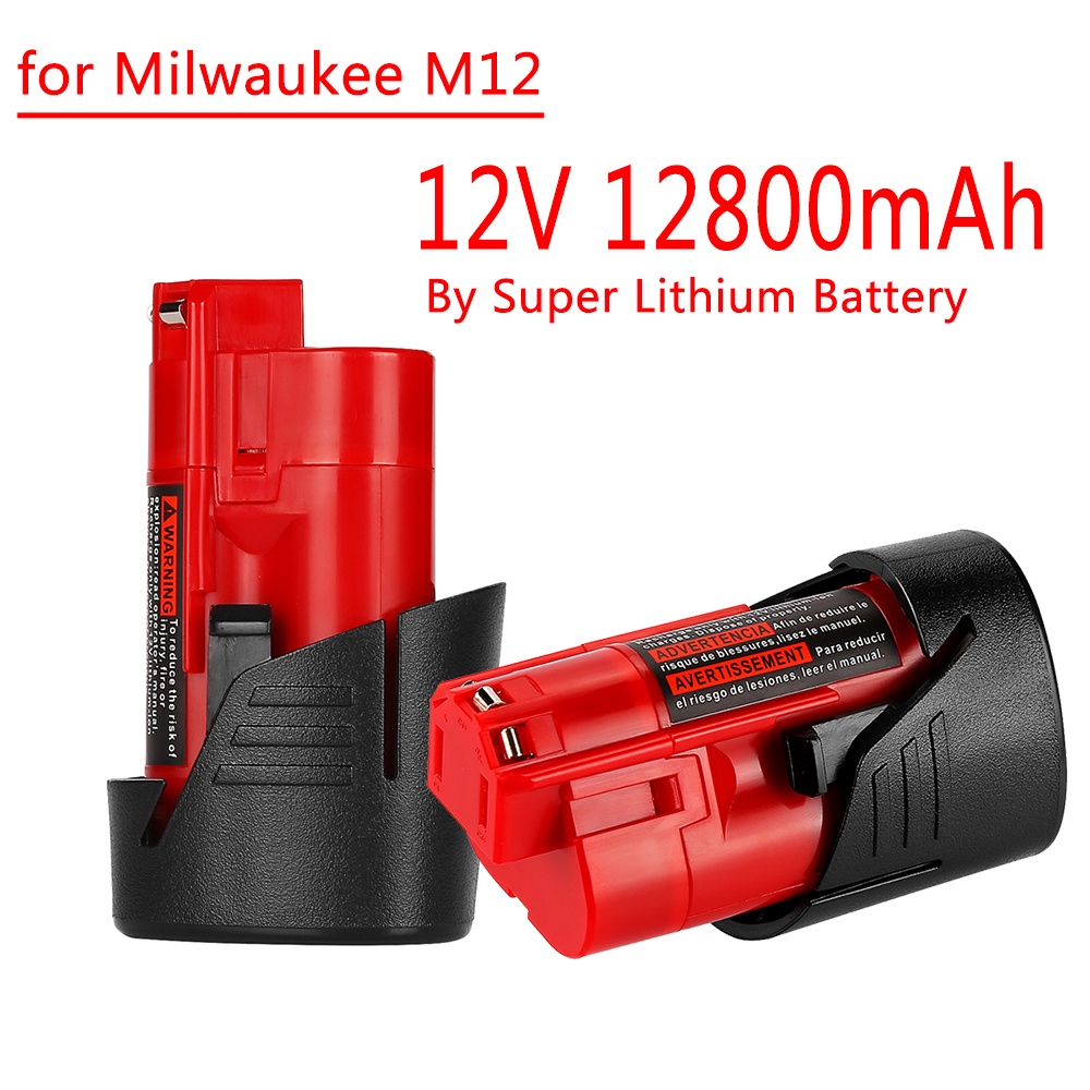 12V Milwaukee Battery 12.8Ah Compatible with Milwaukee M12 XC 48-11-2410 48-11-2420 48-11-2411 12-Vo