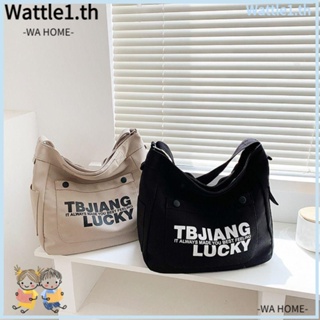 Wttle ไนลอน ​กระเป๋าสะพายไหล่ลําลอง ทรงโท้ท ขนาดใหญ่ จุของได้เยอะ สีขาว สีดํา สําหรับสตรี