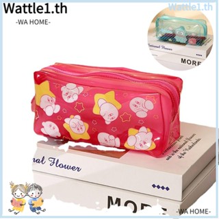 Wttle กระเป๋าใส่ปากกา ดินสอ แบบนิ่ม ลายการ์ตูน จุของได้เยอะ แบบพกพา สีโปร่งใส สําหรับโรงเรียน