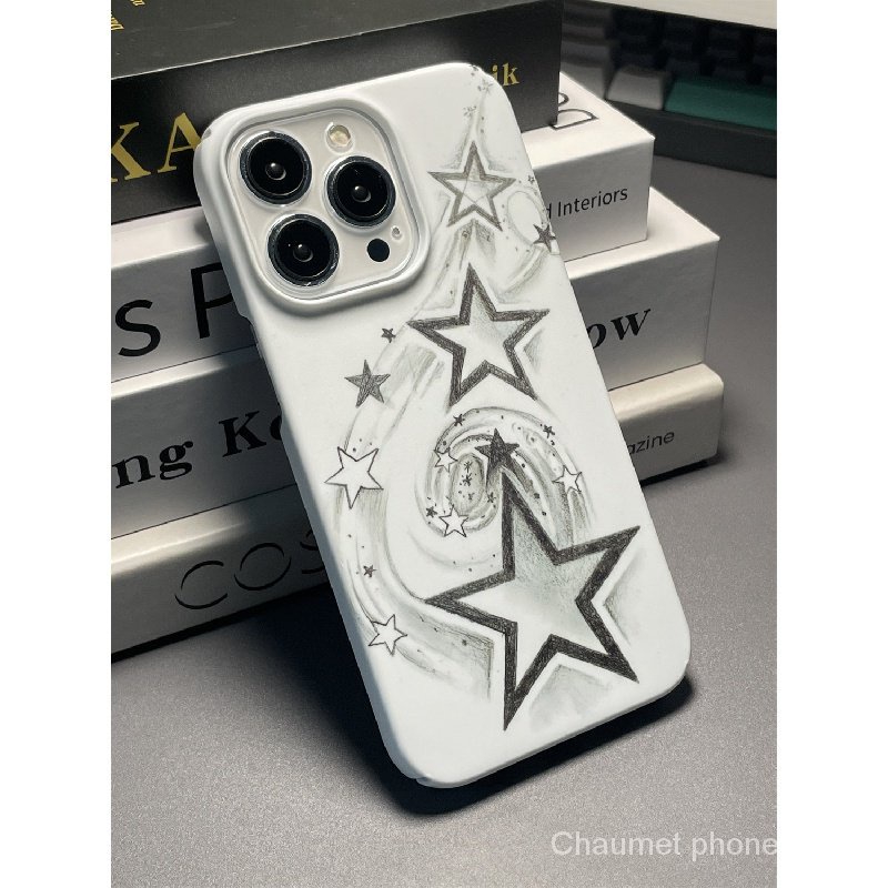 เคสโทรศัพท์มือถือแบบแข็ง กันกระแทก ลายดาว รูขนาดใหญ่ สีวาว สําหรับ iPhone15 Pro Max 14 plus 13 Pro Max 13 13pro 11 Pro Max 11 X XR Xs Max 7 plus 8 plus 12Pro