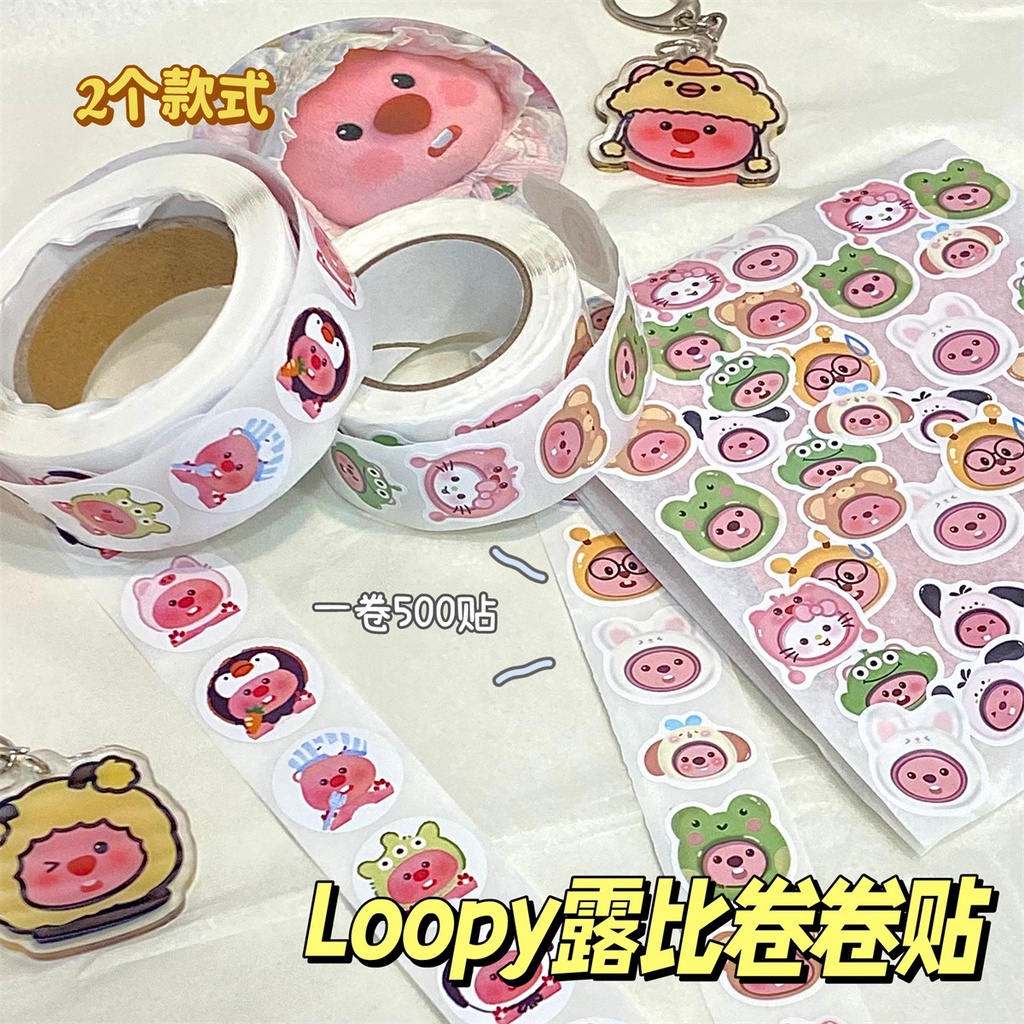 500pcs Loopy Ruby Roll สติกเกอร์ใหม่ Little Beaver มูลค่าสูงวางเทปคู่มือตกแต่งปิดผนึกสติกเกอร์