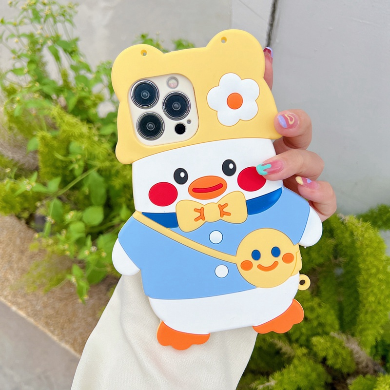 เคสโทรศัพท์มือถือ ซิลิโคน ลายดอกไม้ เป็ดสีเหลือง พร้อมสายคล้องข้อมือ สําหรับ Samsung Galaxy J6 Plus J4 Plus J6+ J4+ J7 Prime J5 Pro J7 Pro 2017 A750