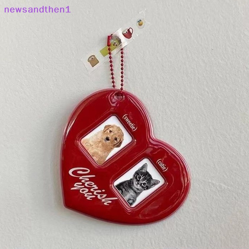 Newsandthen1 Idol Photo ป้องกัน Photo Card Holder แขนแสดง 3 นิ้ว Love Heart Shape ID Photo การ์ดแขนพวงกุญแจโซ่