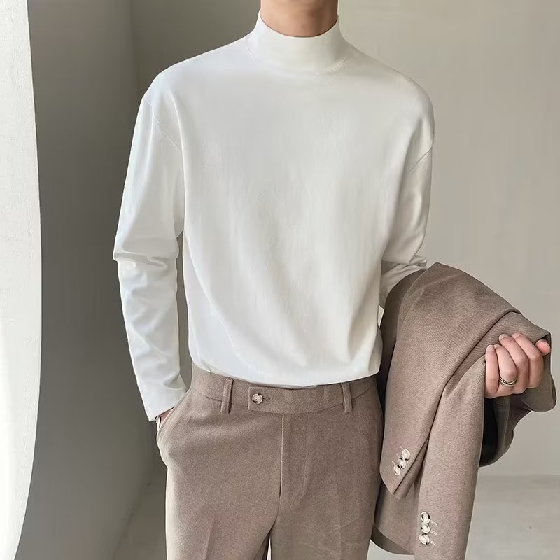 เสื้อกันหนาว คอเต่า ทรงหลวม ระดับไฮเอนด์ สีพื้น แฟชั่นฤดูใบไม้ร่วง และฤดูหนาว สไตล์เกาหลี สําหรับผู้ชาย