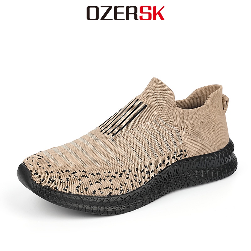 OZERSK รองเท้าผ้าใบผู้ชายถักตาข่าย 2026 รองเท้าลําลอง Slip-On สําหรับกลางแจ้ง