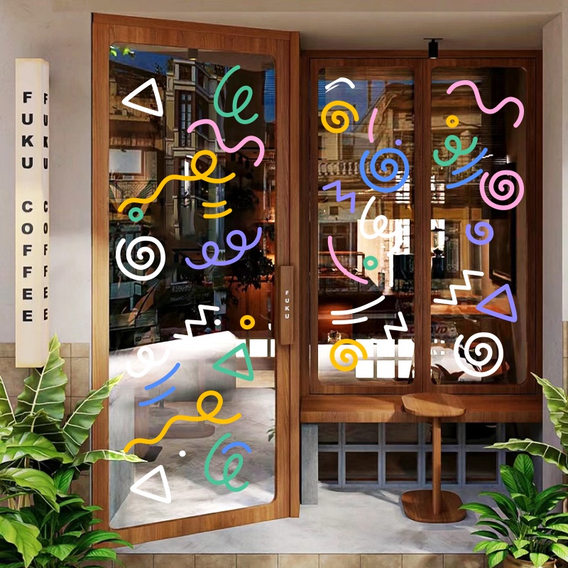 Ins สติกเกอร์ ลายเส้น วาดมือ สไตล์เกาหลี สร้างสรรค์ สําหรับติดตกแต่งกระจก หน้าต่าง ประตู ชานม กาแฟ - รูปที่ 3