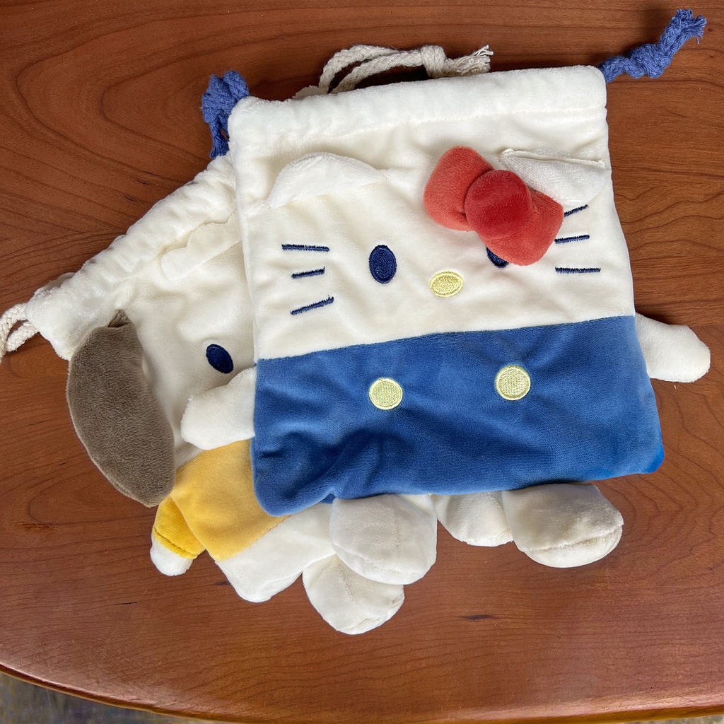 Pacha Hello Kitty Cat กระเป๋าหูรูด ผ้ากํามะหยี่ขนนิ่ม น่ารัก เครื่องเขียน นักเรียนญี่ปุ่น กระเป๋าเดินทาง กระเป๋าเก็บของเบ็ดเตล็ด