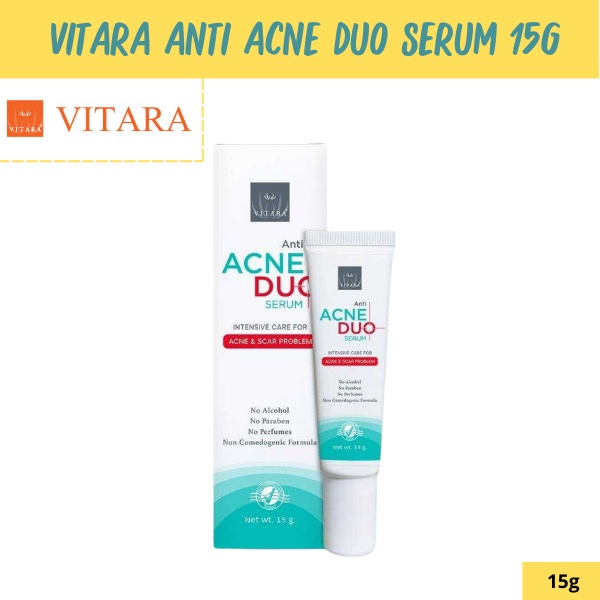 Vitara anti acne duo serum 15กรัม ไวทาร่า แอนตี้ แอคเน่ ดูโอ้ เซรั่ม สูตรเร่งด่วน ไม่ทิ้งรอย 15g