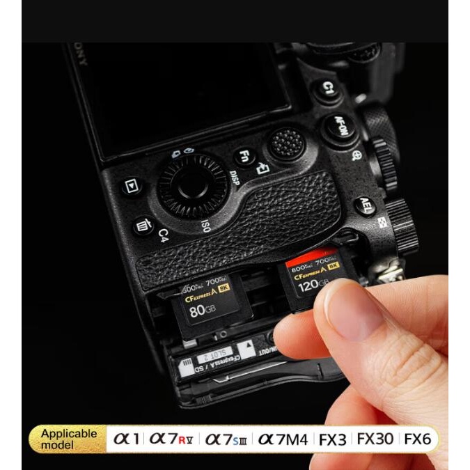การ์ดหน่วยความจํา CFE-A 80GB 120GB CFexpress Type A สูงสุด 800MB/s 8K/30P สําหรับกล้อง Sony A7M4 FX3 A7C A7R5 ZV-E1