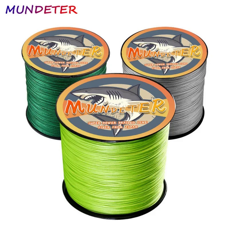 Mundeter สายเบ็ดถัก PE 100% 300 ม. 500 ม. 4 เส้น 10-85 ปอนด์