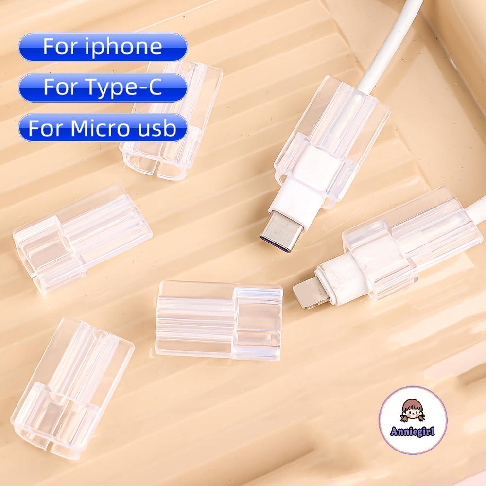 ปลอกหุ้มสายชาร์จ USB แบบใส สําหรับ Apple Type C 1 ชิ้น