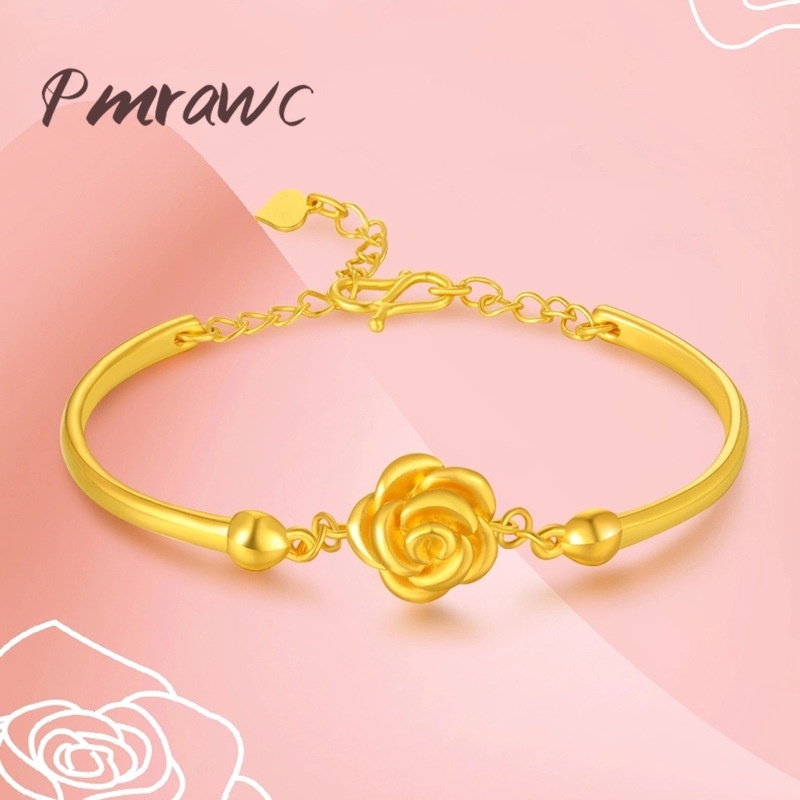 Pmrwc | สร้อยข้อมือดอกไม้ Golden Balls Gold-Plated Bihua แฟชั่นผู้หญิง FJ125