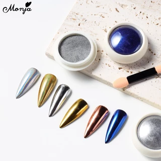 Monja แปรงฟองน้ําเมทัลลิกโครเมี่ยม 7 สี สําหรับตกแต่งเล็บ DIY