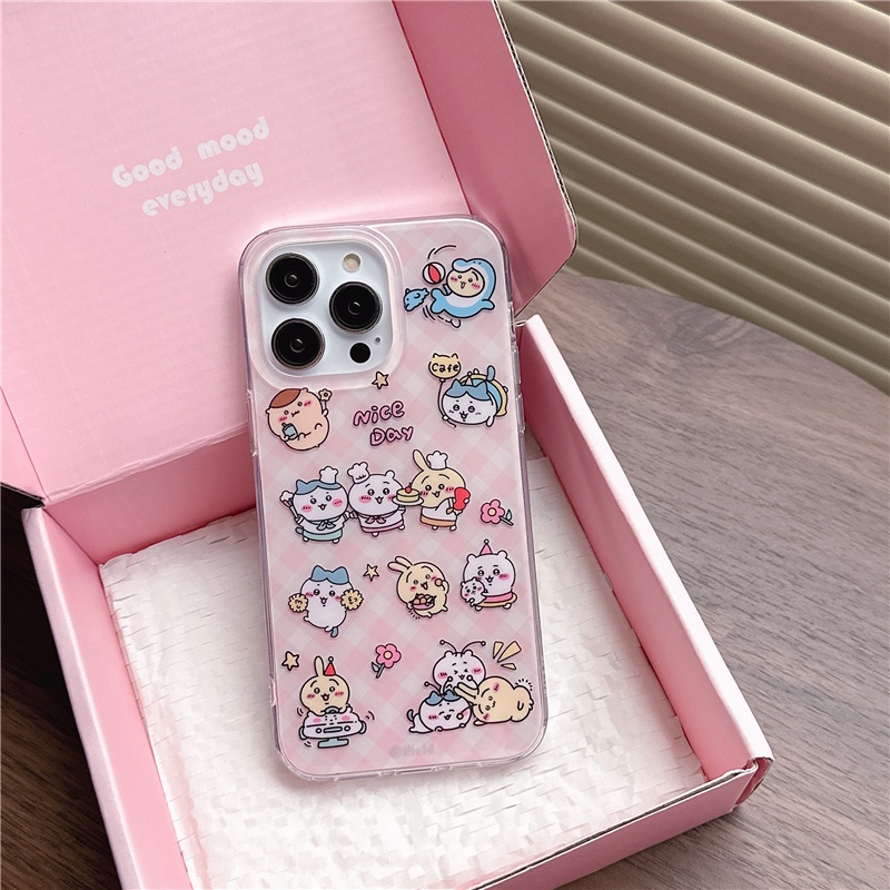 【Play Chiikawa】เคสโทรศัพท์มือถือ ซิลิโคนนิ่ม กันกระแทก ลายการ์ตูน สองชั้น แฟชั่น สําหรับ iPhone 15 Pro Max Case 11 12 13 14 Pro Max