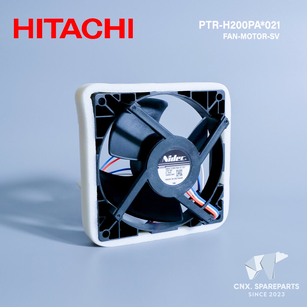 PTR-H200PA*021 มอเตอร์พัดลมตู้เย็น HITACHI มอเตอร์พัดลมตู้เย็นฮิตาชิ (HH0004962A) U92C12MS1N3-57J23 12V DC 2929BHV