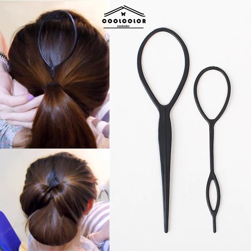 ในไทย อุปกรณ์ช่วยเก็บผม เกล้าผมได้ง่าย อุปกรณ์จัดแต่งทรงผมหางม้าสีดำ.COD
