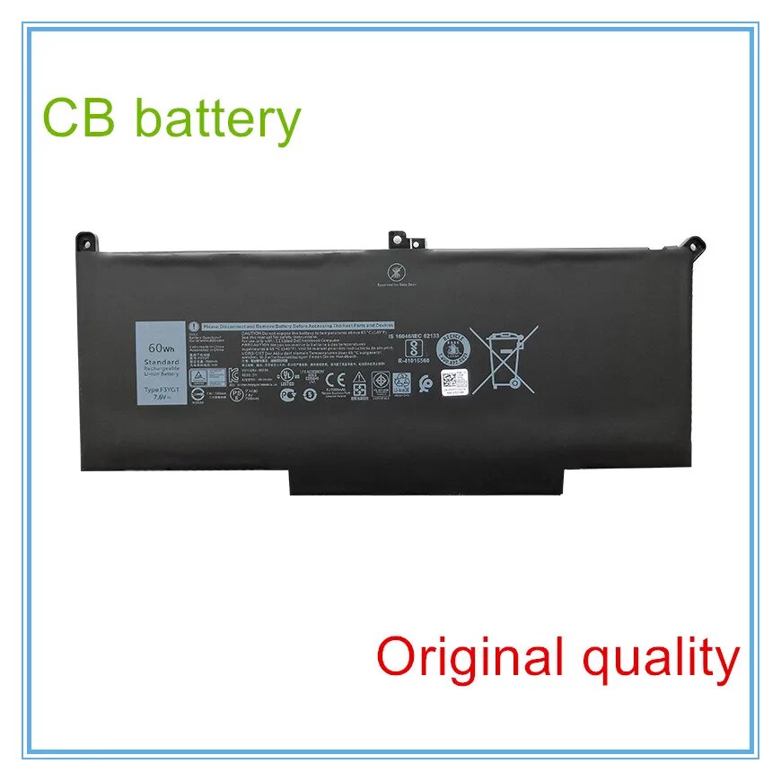 แบตเตอรี่แล็ปท็อป laptop battery 7.6V 60WH 7500MAH F3YGT   12 7000 7280 7480 2X39G