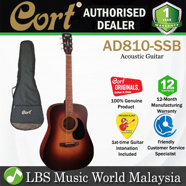 Cort AD810 Dreadinz Body Spruce Top Acoustic Guitar With Bag - Satin Sunburst (AD 810)