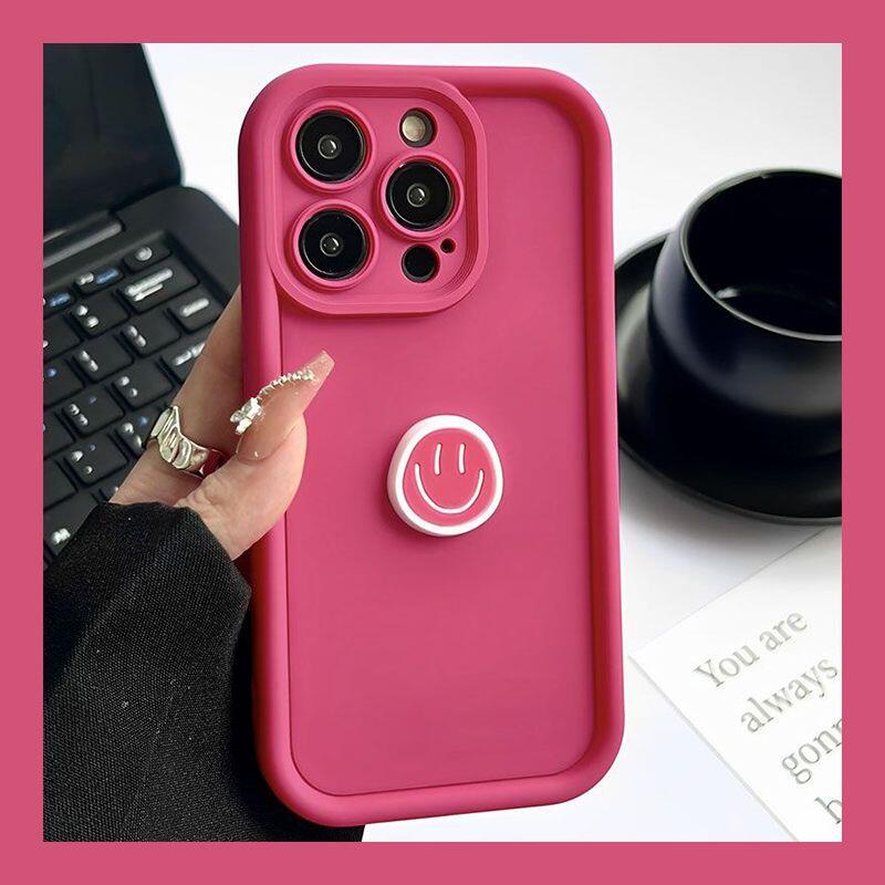 เคสโทรศัพท์มือถือ ลายหน้ายิ้ม สีแดงกุหลาบ สําหรับ IPhone 11 1213 Pro MAX X XR XS MAX SE Apple 7 Plus