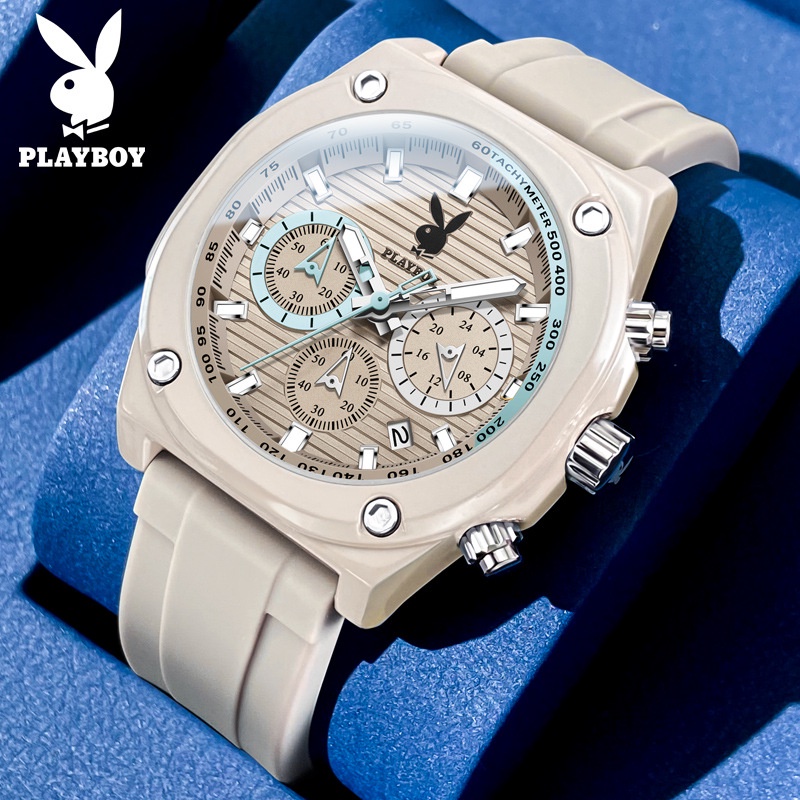 Playboy Brand Watch (ของแท้ + กล่องของแท้) 3060 นาฬิกาข้อมือควอตซ์ กันน้ํา ระดับไฮเอนด์ สําหรับผู้ชาย