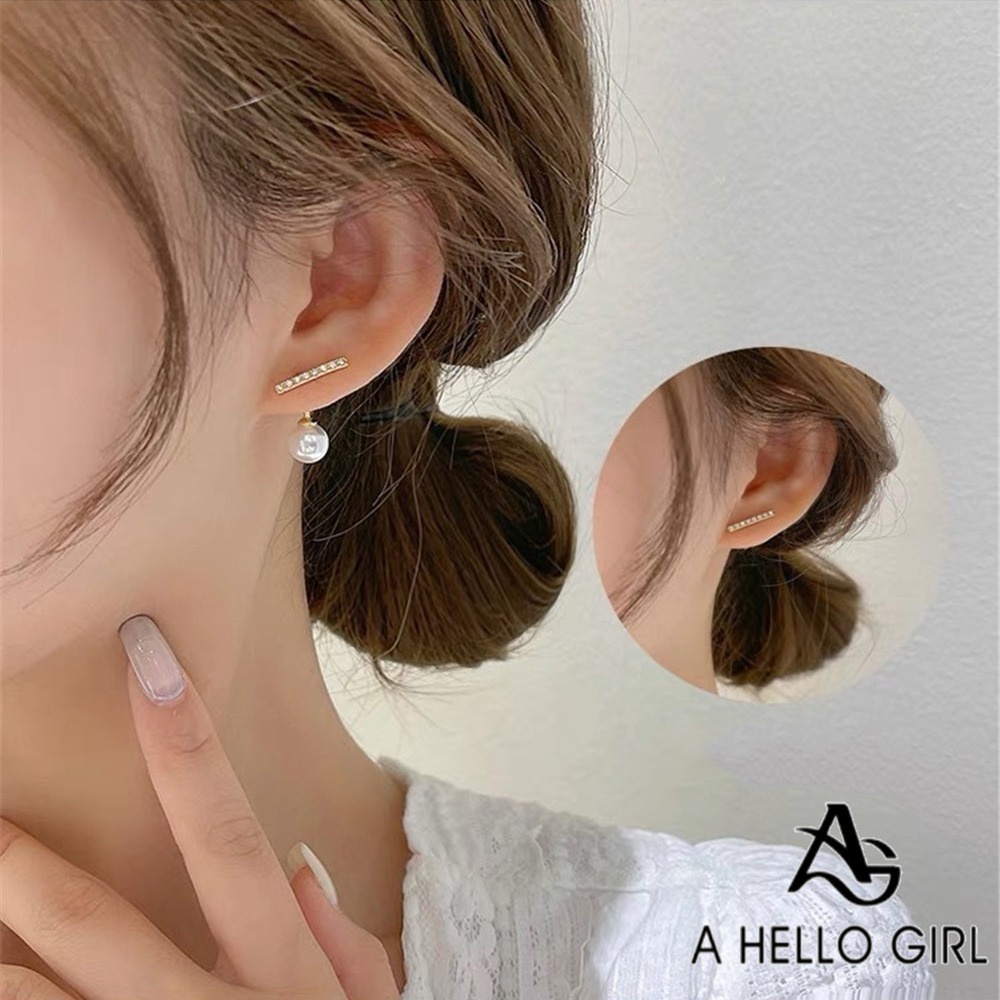 A HELLO GIRL ต่างหูมุก สไตล์เกาหลี เรียบง่าย เข้ากับทุกการแต่งกาย เครื่องประดับแฟชั่น สําหรับผู้หญิง
