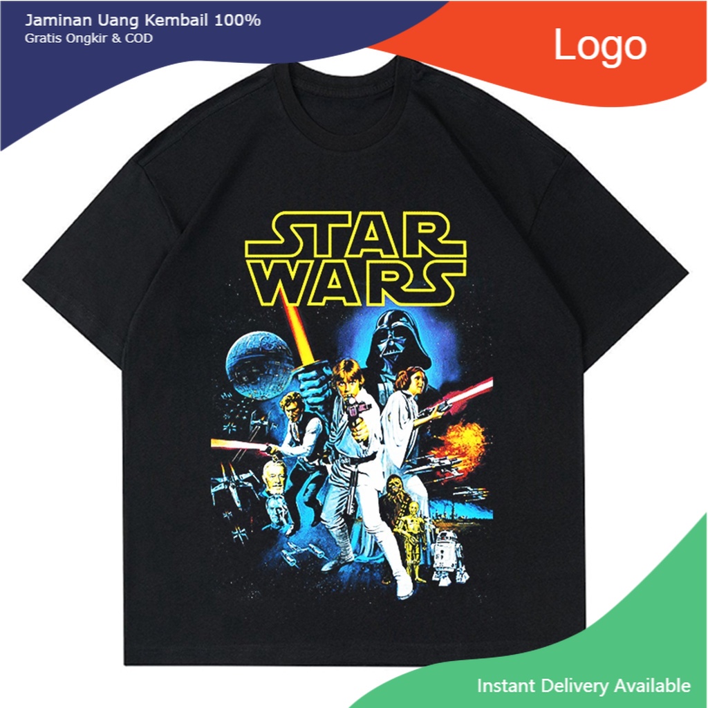 เสื้อยืด ลาย STAR WARS OVERSIZED สไตล์วินเทจ | เสื้อยืด ลาย Starwars BY H&M สีดําS-5XL