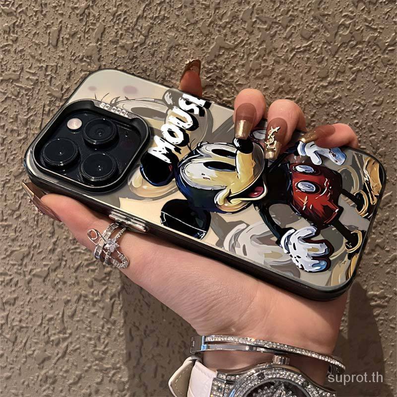 เคสโทรศัพท์มือถือแบบแข็ง กันกระแทก ลายภาพวาดสีน้ํามัน รูปมิกกี้เมาส์ สําหรับ iPhone 11 12 13 14 15 pro max 14promax 13promax 11promax 14pro 15plus xr x xs max 11pro 12pro 13pro