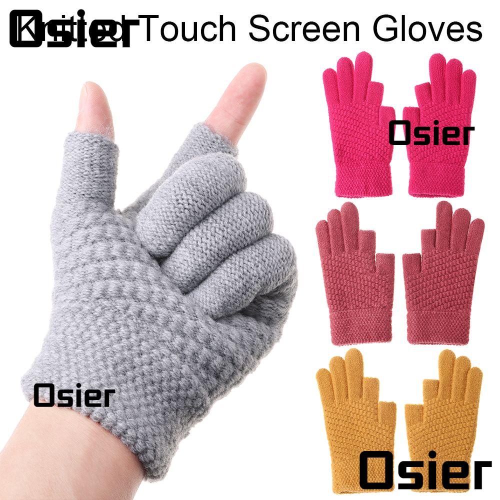 Osier1 ถุงมือถัก ผู้ชาย ผู้หญิง บวก กํามะหยี่ นุ่ม อุ่นแขน