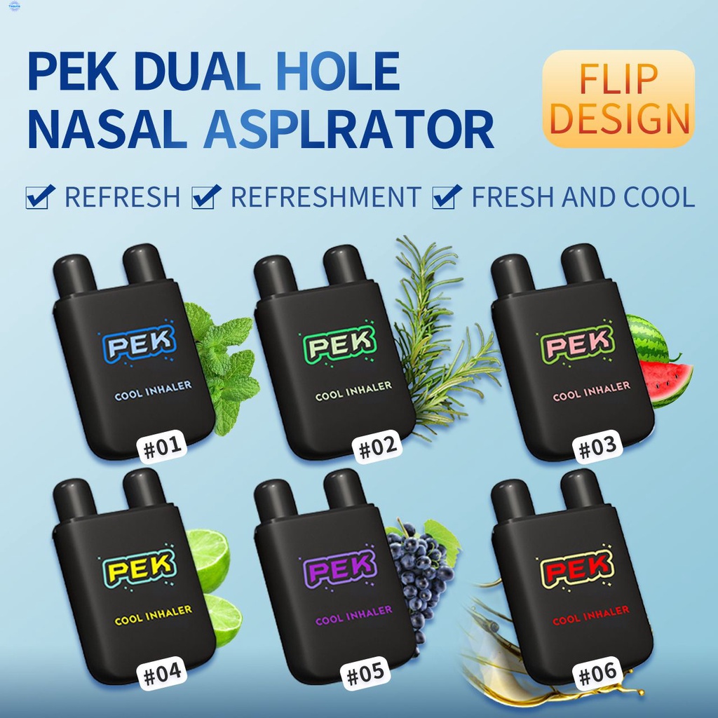 Pek Clamshell Double Hole Vital Oil Energy Bar Cool Nostril Nasal Inhaler จมูกสมุนไพรกล่องหลายรสชาติผสม olav
