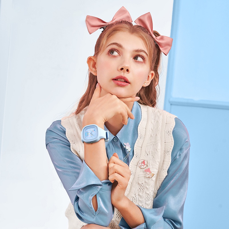 Sanrio นาฬิกาข้อมือควอตซ์แฟชั่น สายซิลิโคน กันน้ํา ลายการ์ตูน Kuromi Melody KT Cinnamon Pudin Dog ของขวัญ สําหรับเด็กนักเรียน