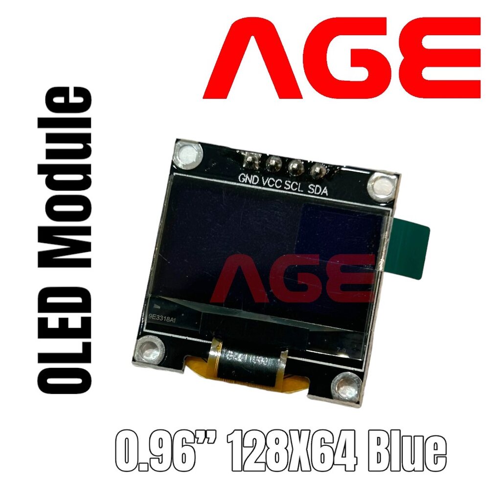 จอแสดงผล OLED Display I2C Module 0.96" 128x64 for Arduino สีน้ำเงิน