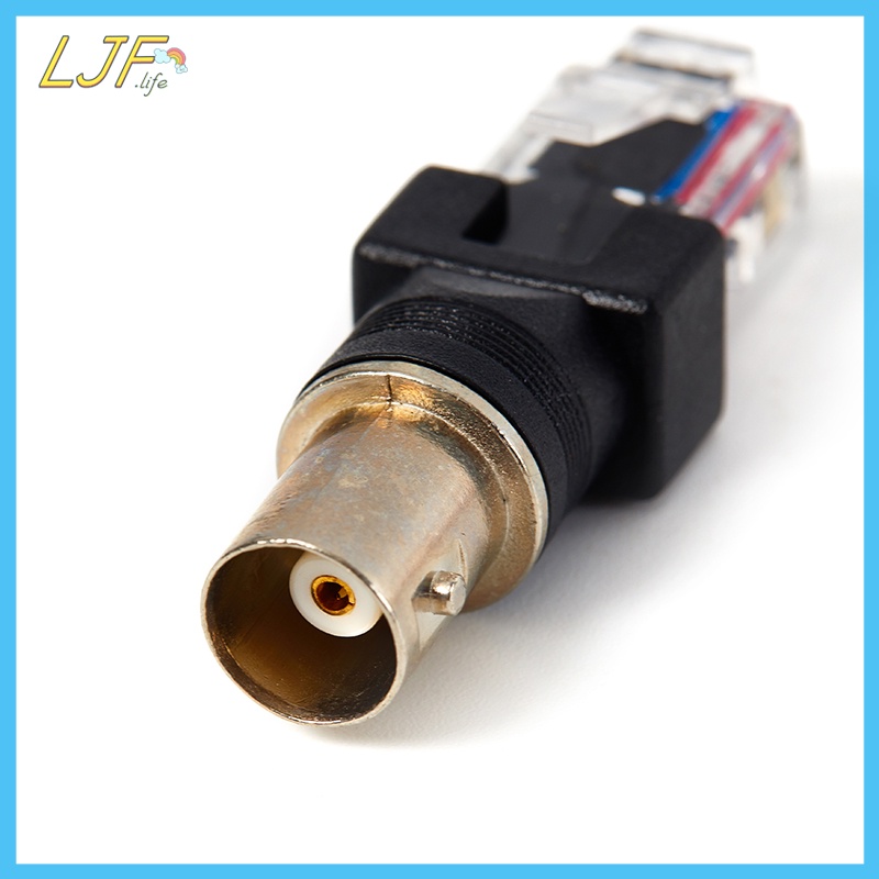 Ljf อะแดปเตอร์แจ็คเชื่อมต่อ BNC ตัวเมีย เป็น RJ45 ตัวผู้ 1 ชิ้น
